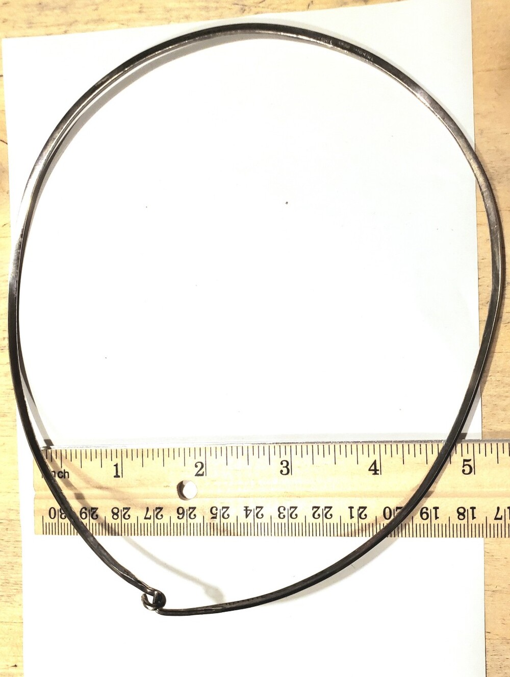 Simple Neck Ring Wire Torque Chic Minimalist Oval kinda 925 Silver Mexico Taxco - Picture 7 of 10